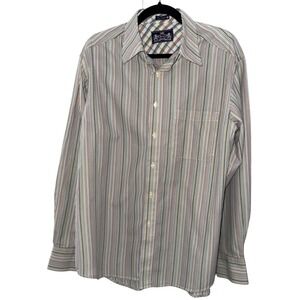 R&G Mens Striped Button Down Shirt Long Sleeve Dress Size L Cotton Multi Color